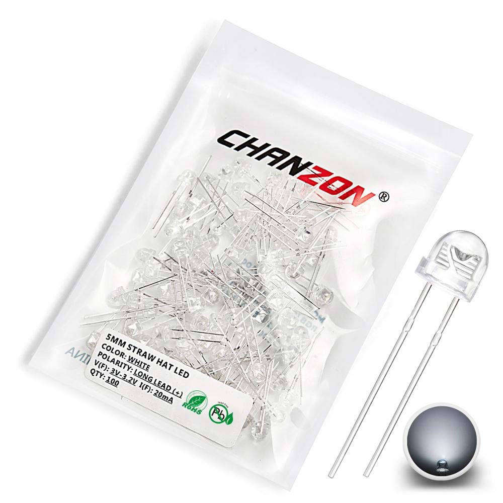 Amazon.com: CHANZON 100 pcs 5mm White Straw Hat LED Diode Lights